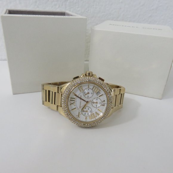 (#B) Michael Kors MK5756 Women\'s Gold-Tone Glitz Stainless Steel Bracelet main image 5